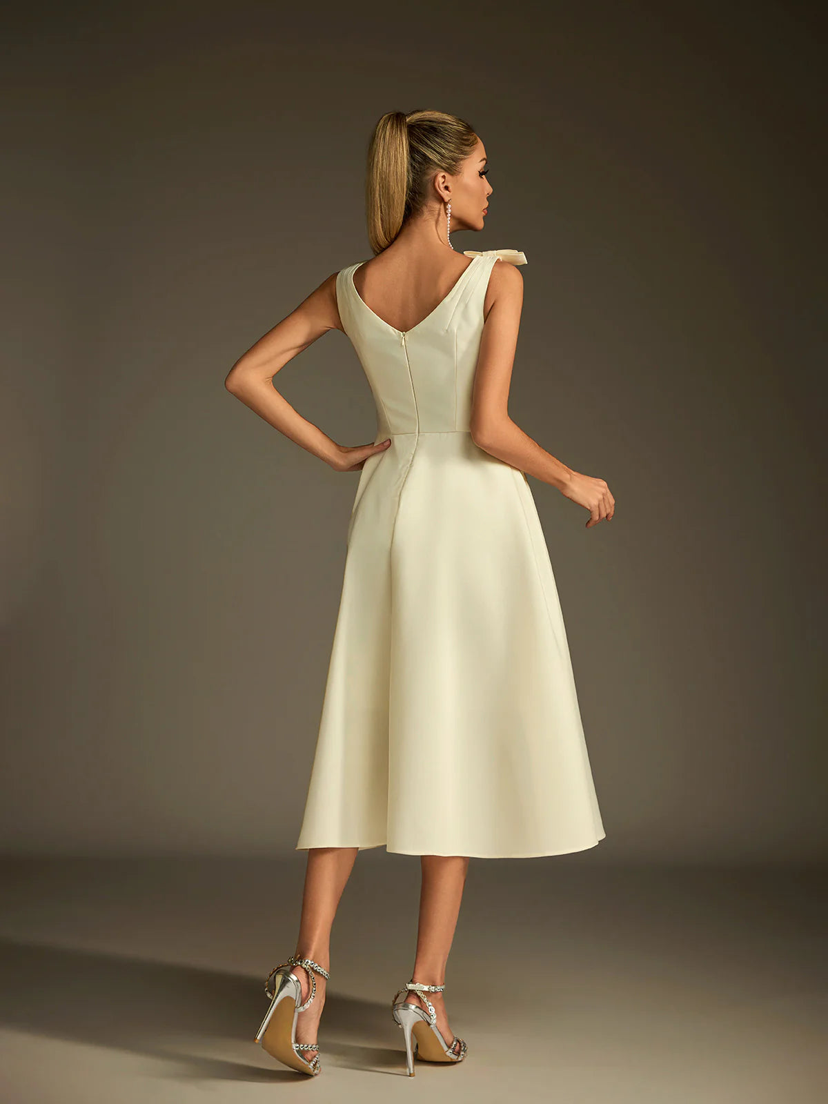 Colette Satin Fit & Flare Midi Dress