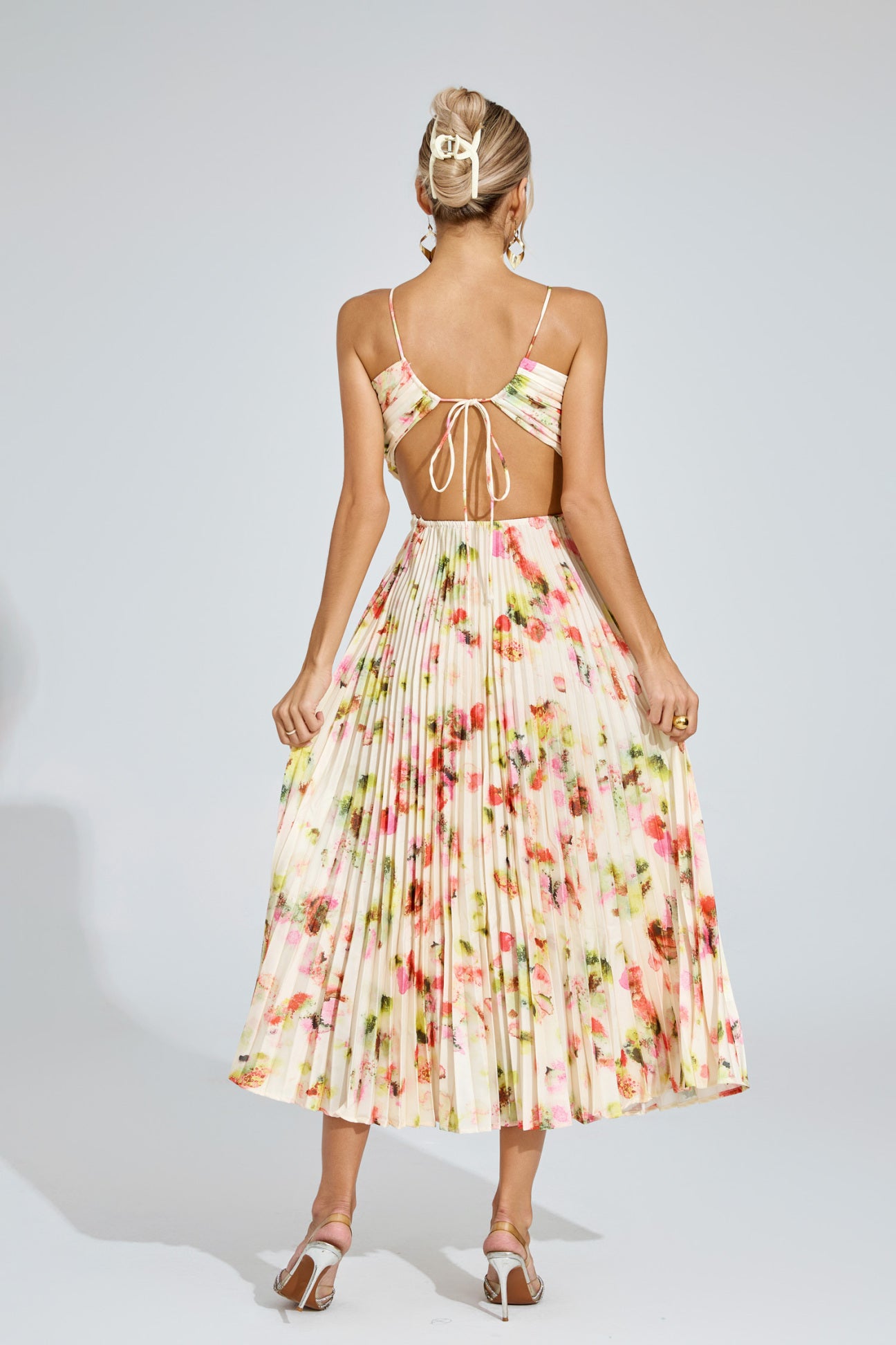 Fiorella Pleated Floral Midi Dress