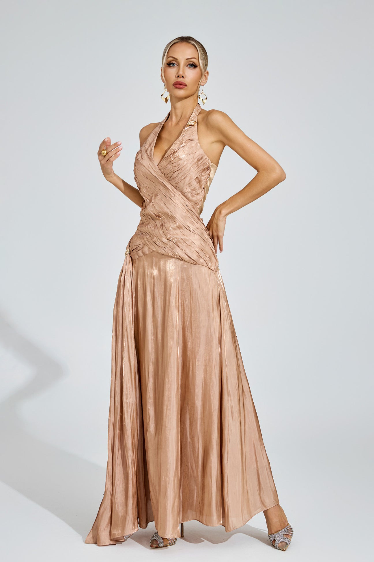 Golden Halo Satin Gown