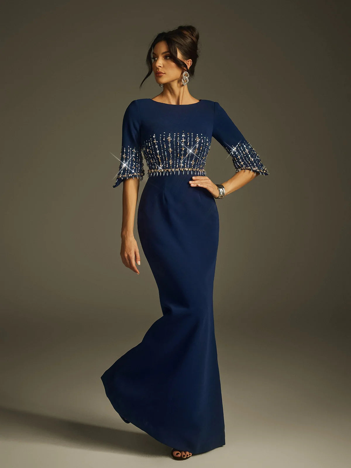 Sapphire Gem Embellished Gown