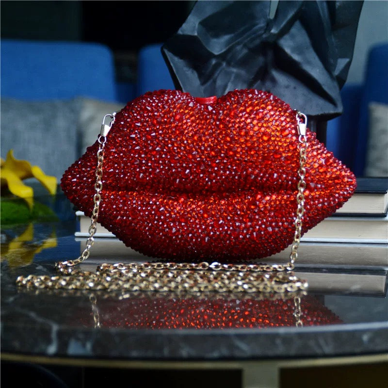 Crystal red lip bag