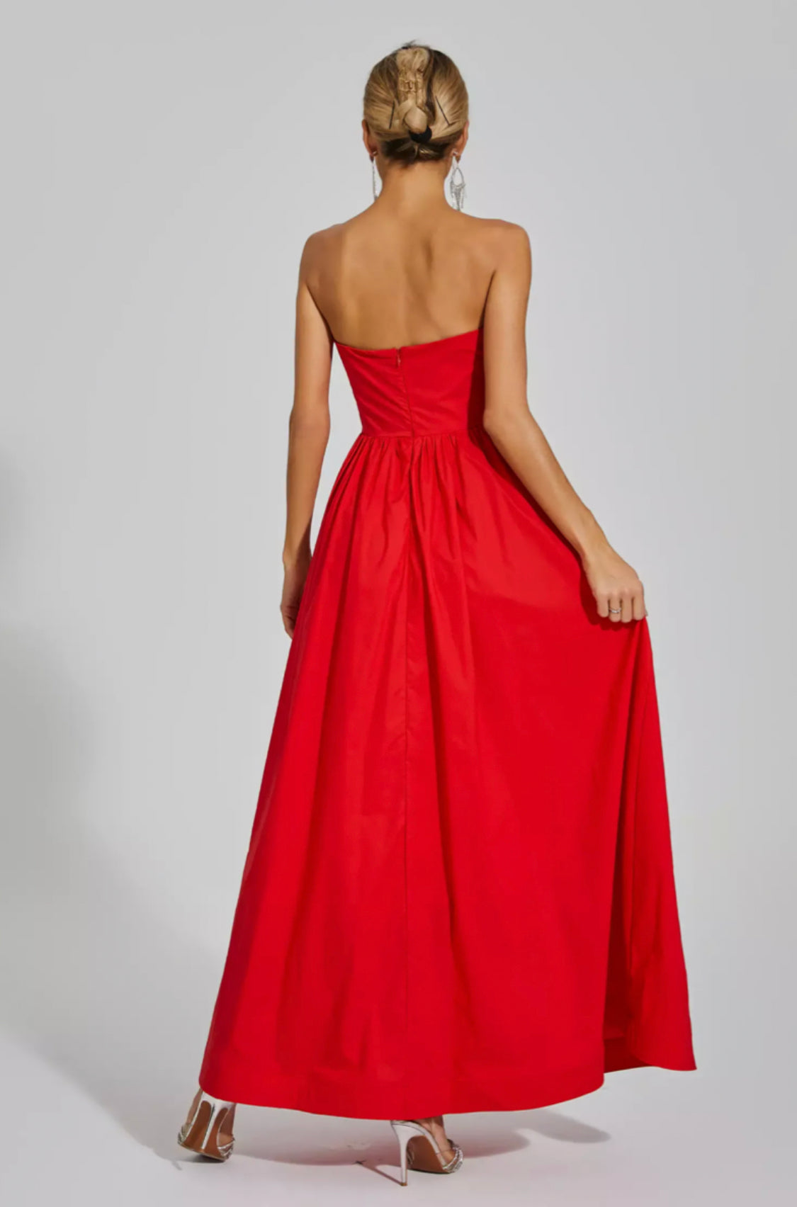 Marjorie flower red maxi dress