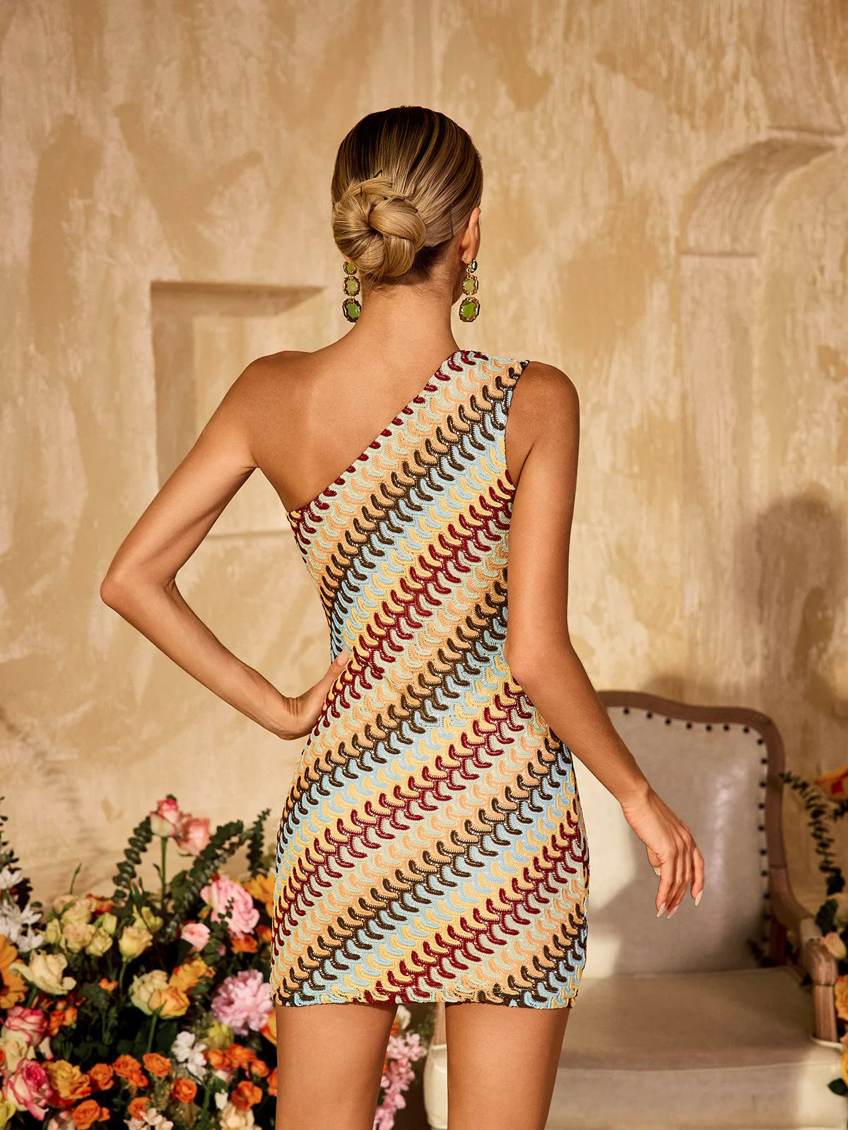 Allegra One-Shoulder Wave Mini Dress
