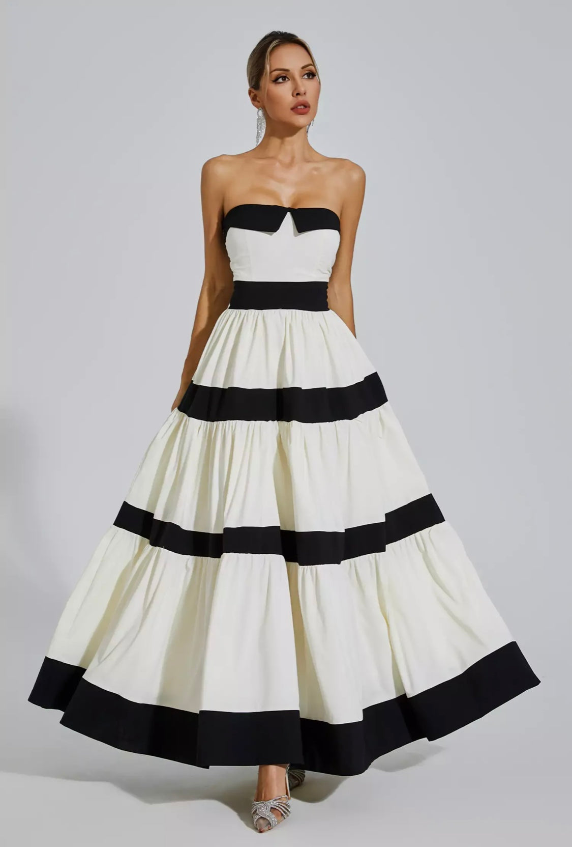 Valéry stripe bow knot maxi dress