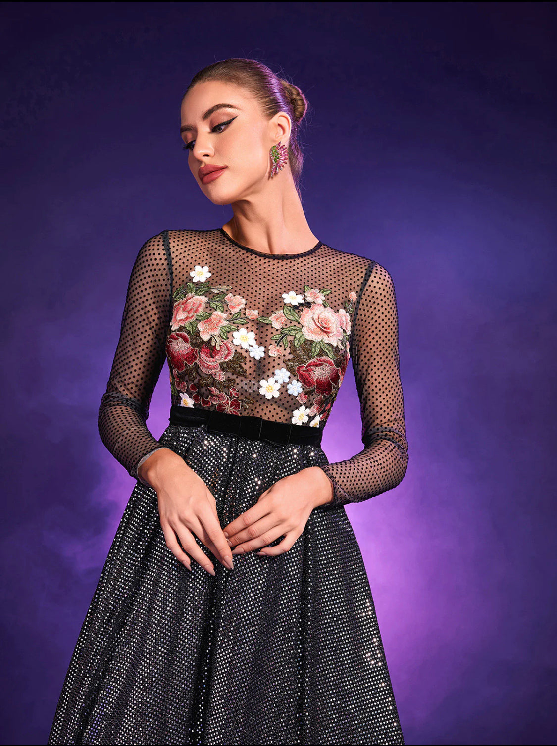 Yumi flower embroidery maxi dress (8116650803438)