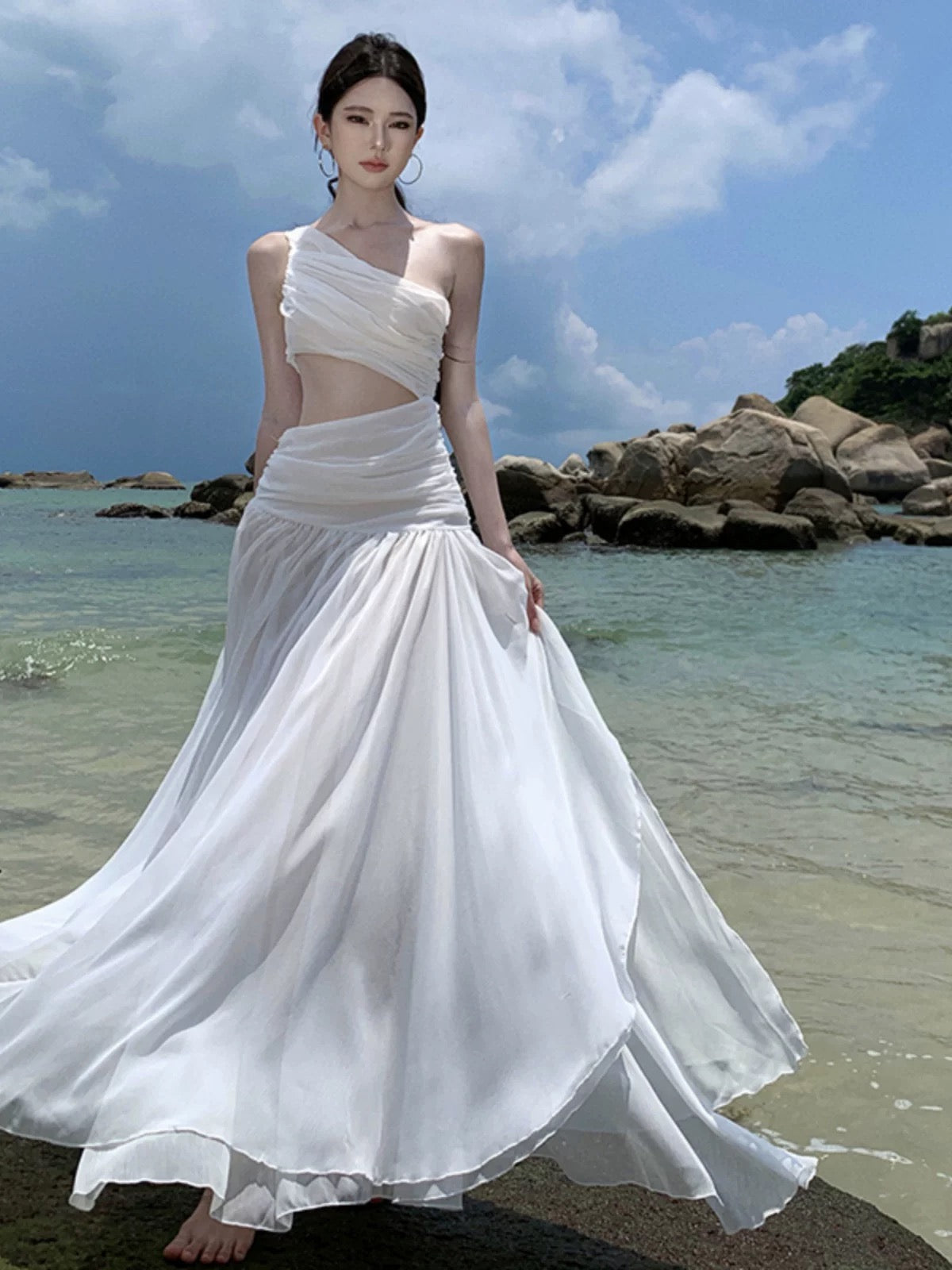 Isla One-Shoulder Beach Gown