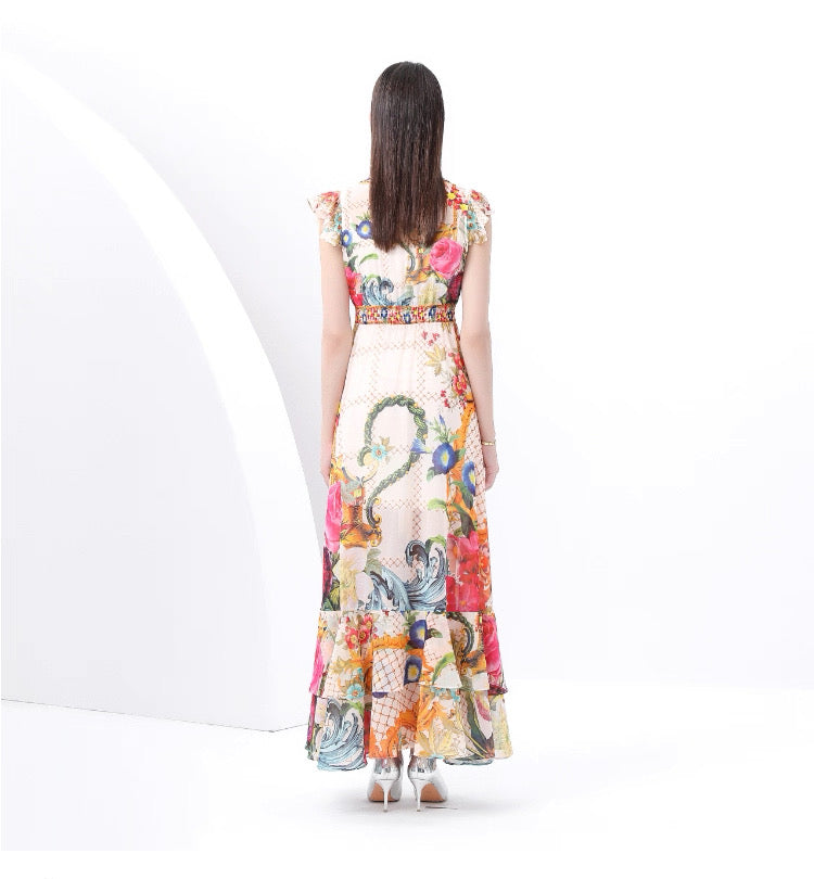 Celestia Garden Chiffon maxi Dress