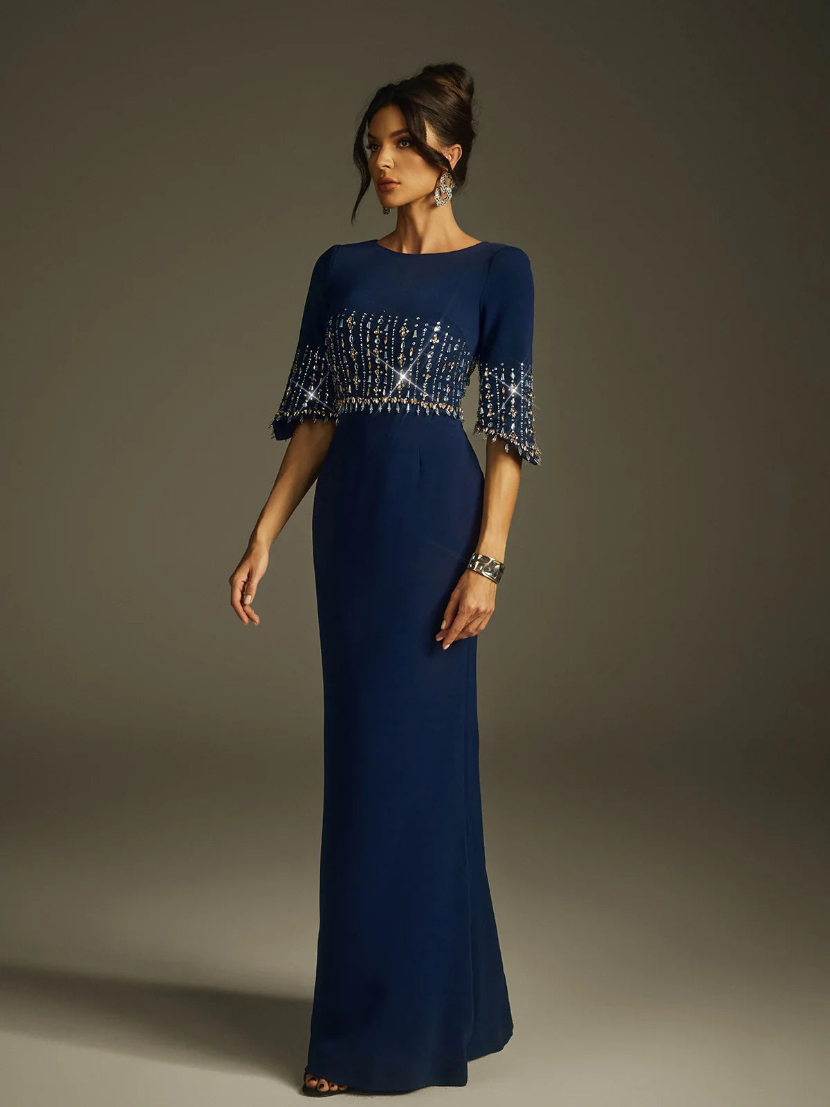 Sapphire Gem Embellished Gown
