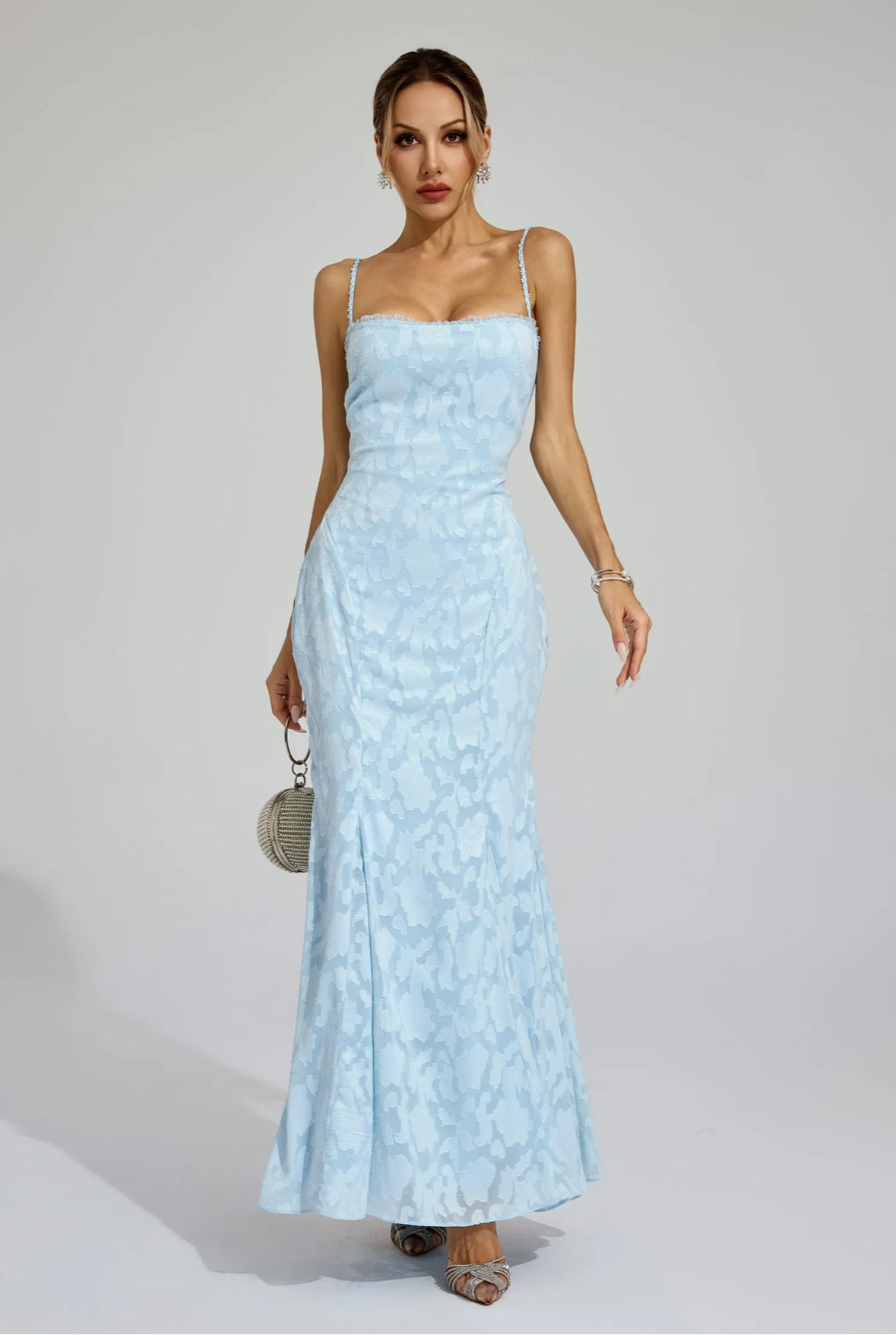Céleste Back-Tie Blue Gown