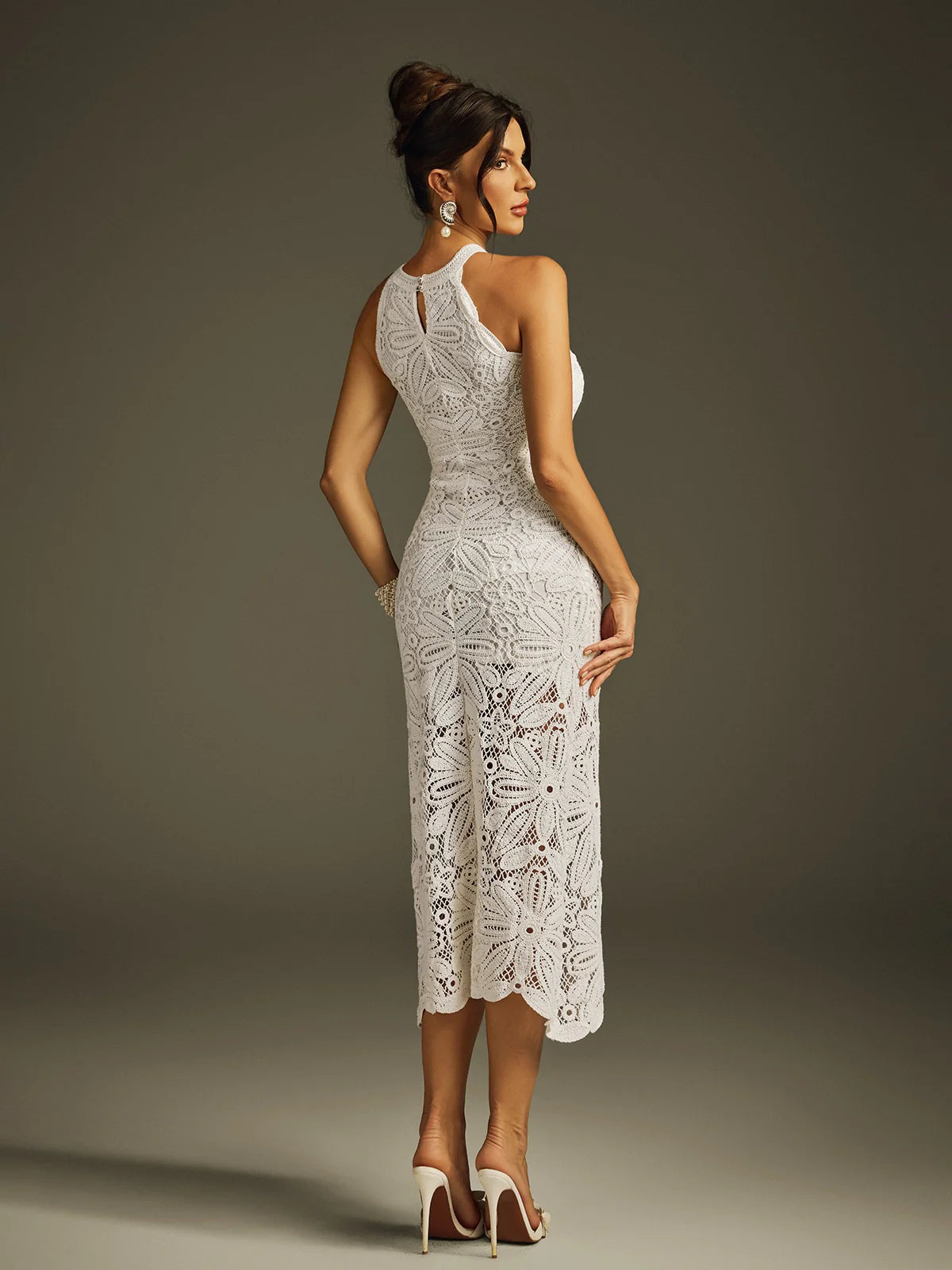 Ivory Bloom Crochet Midi Dress
