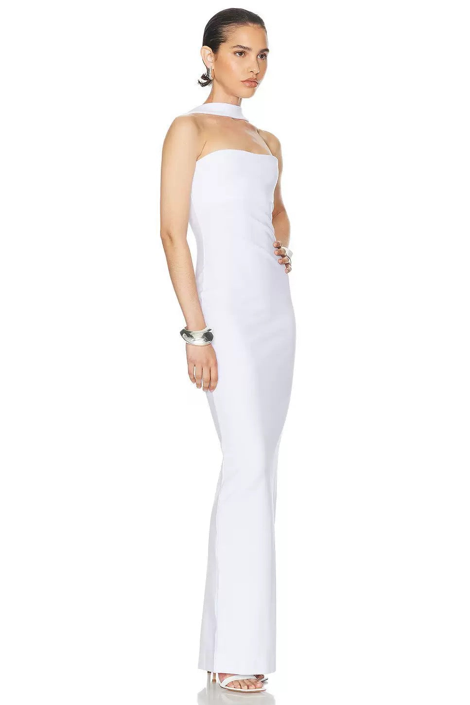 Bandage white maxi dress