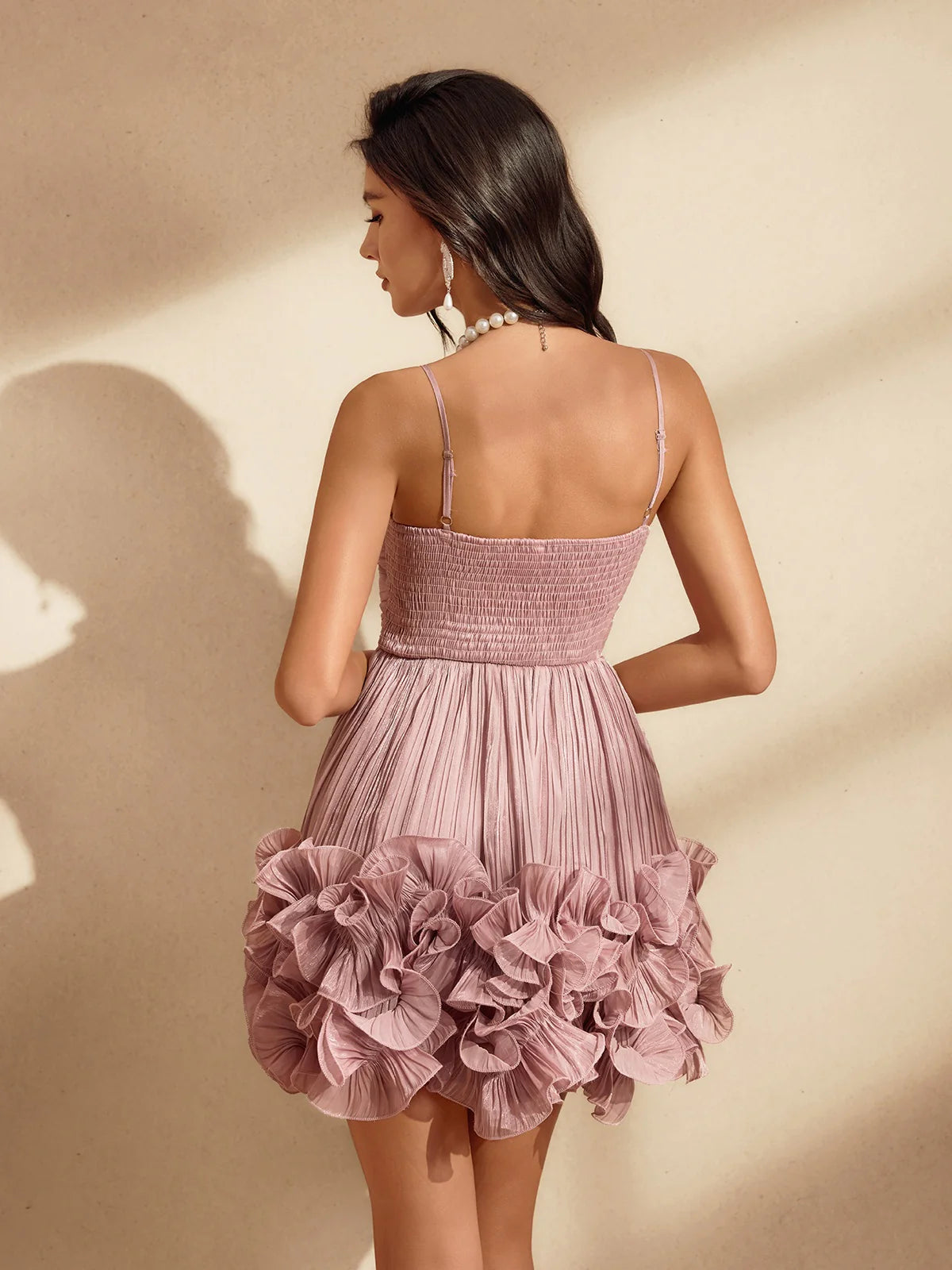 Rhea Rosette Mini Dress - Pink