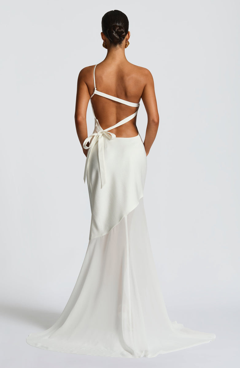 Soleil One Shoulder Sheer Mermaid Gown