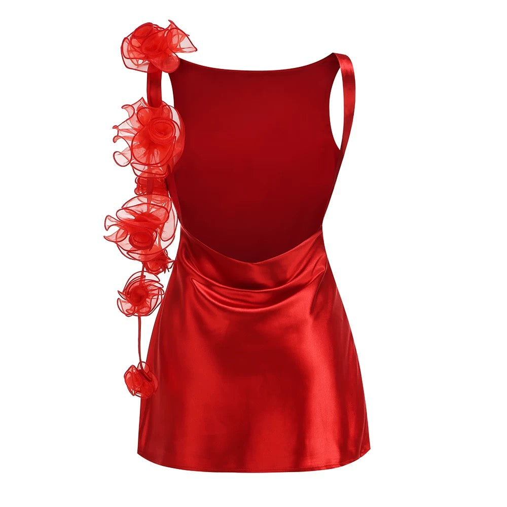 Rubi Bloom Satin flower Mini Dress