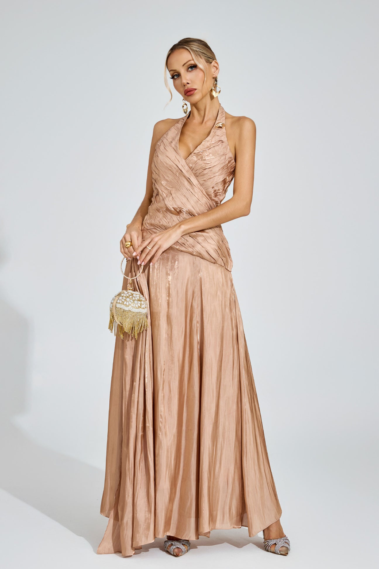 Golden Halo Satin Gown