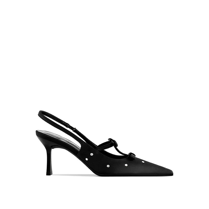 Liana Crystal Dots Satin Slingback Heels