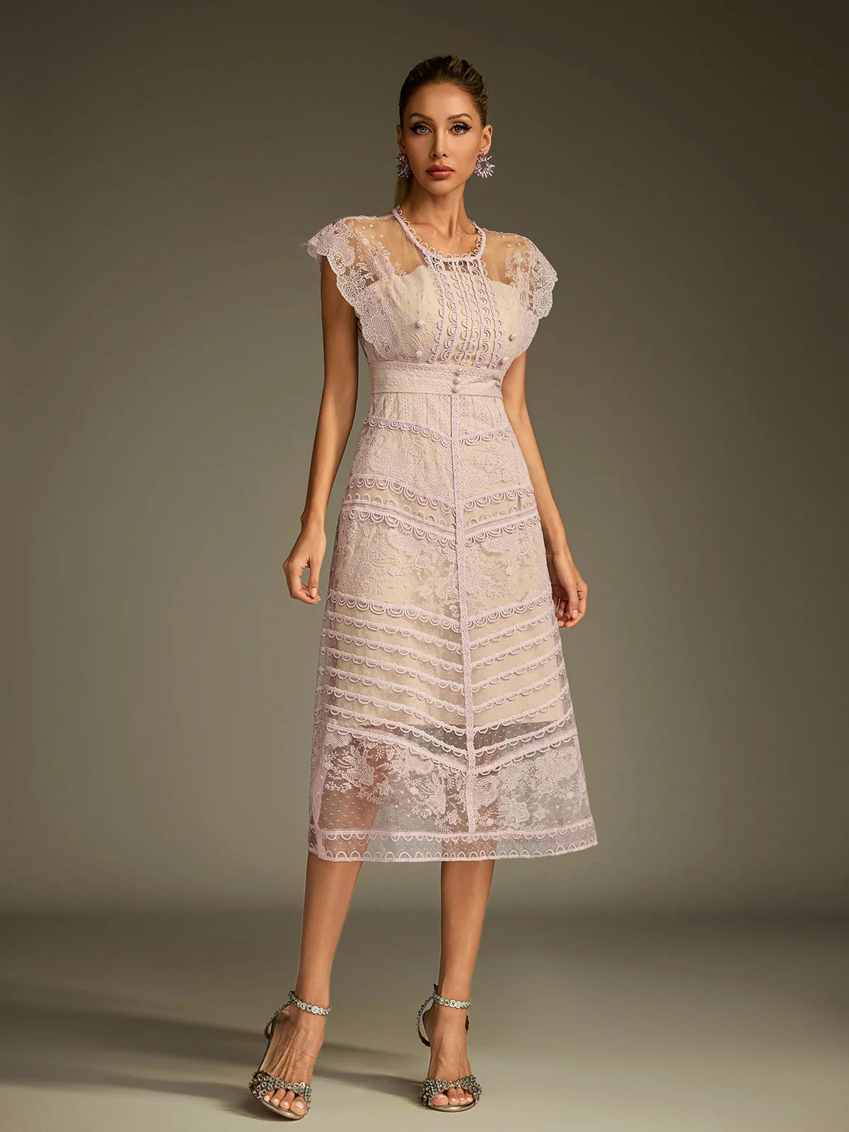 Éclat Lace Illusion Midi Dress