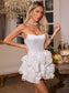 White flower satin mini dress