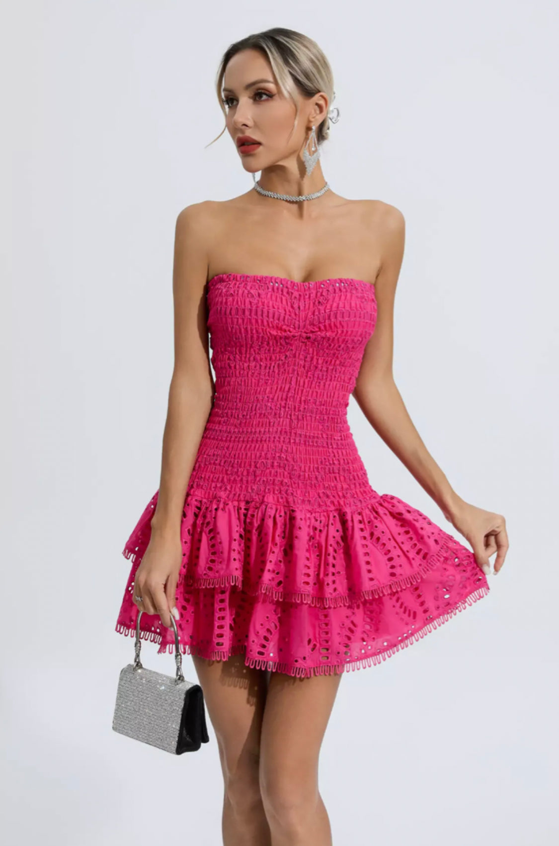 Bridget Pink ruffle mini dress