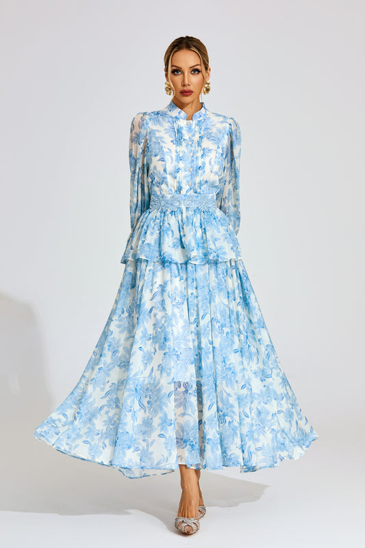 Celeste Peony Belted Maxi Dress
