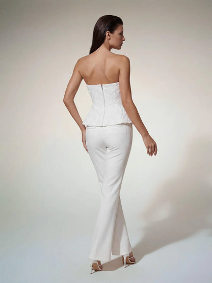 Ivory Peony Flower Corset Set