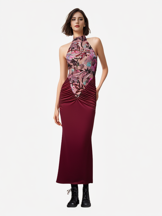 Celestine Floral Mesh Gown – Berry Fantasy