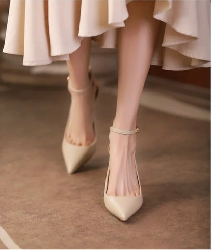 Annie Nude Ankle Strap Heels