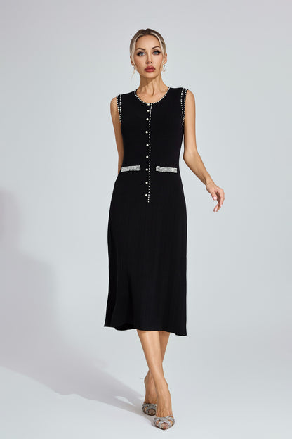 Louvre Pearl Button Knit Dress