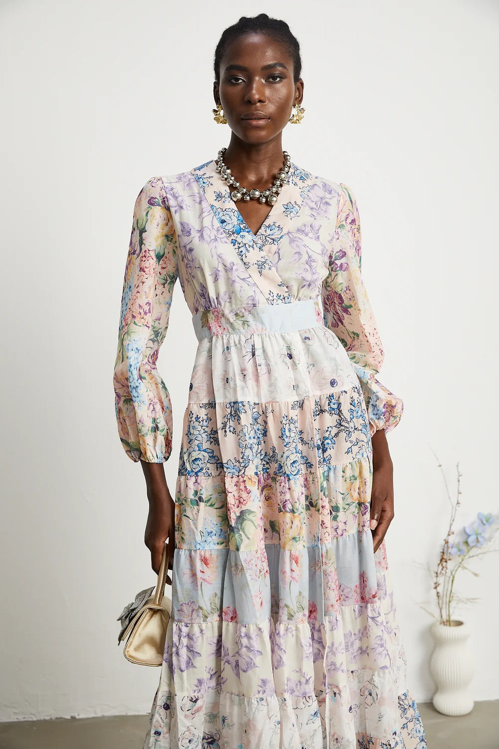 Alicia tied floral midi dress