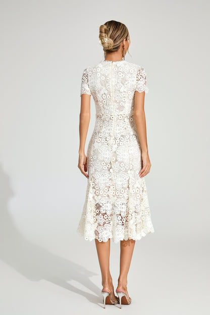 Florence White Lace Midi Dress