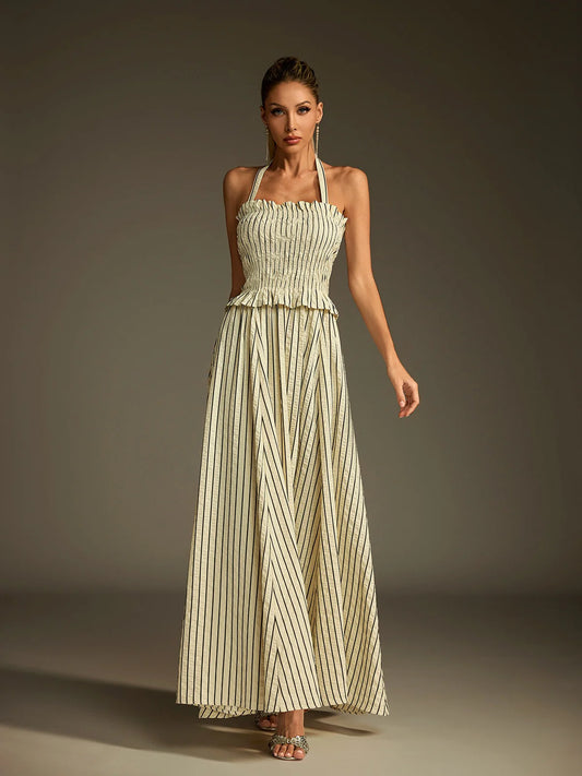 Celeste Stripe Halter Maxi Dress