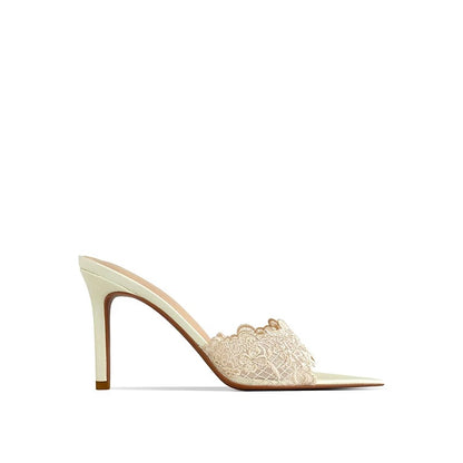 Midnight Lace Mule Heels