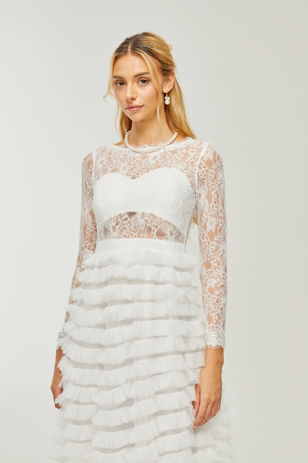 Philippine lace layered midi dress