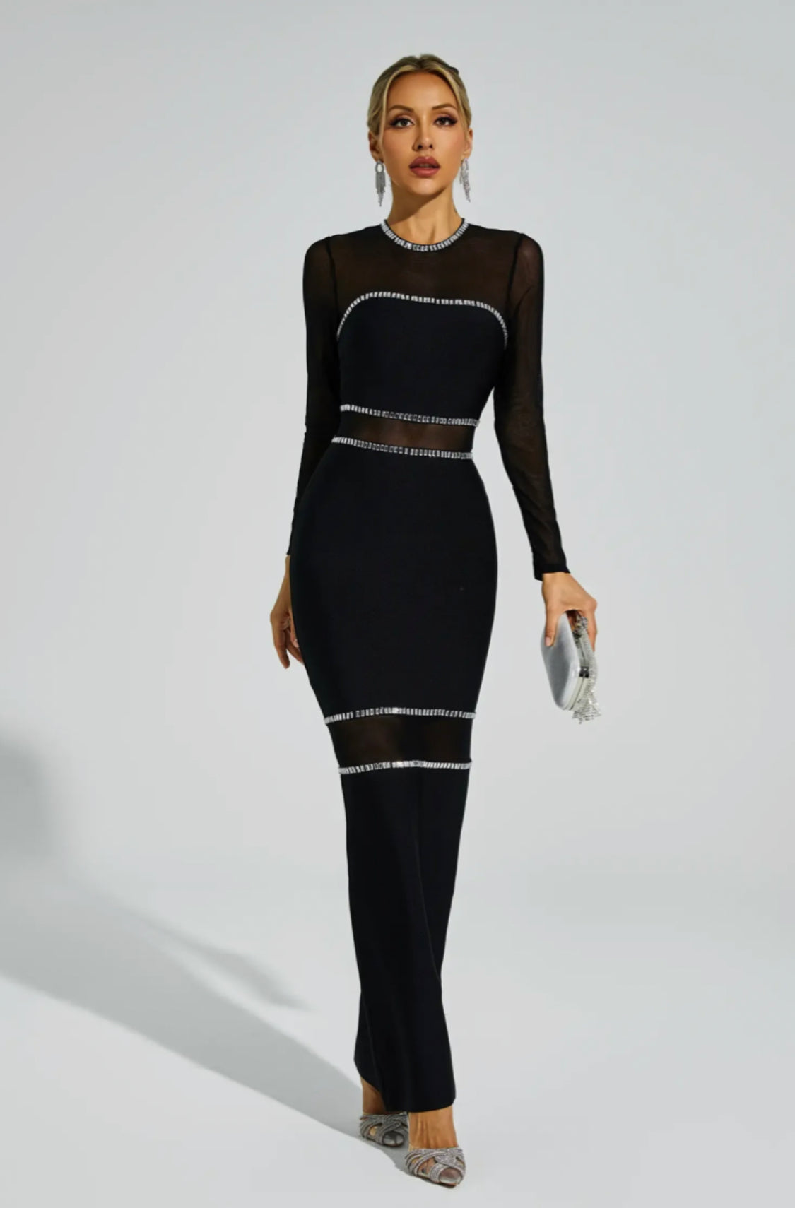 Boyle crystal black maxi dress