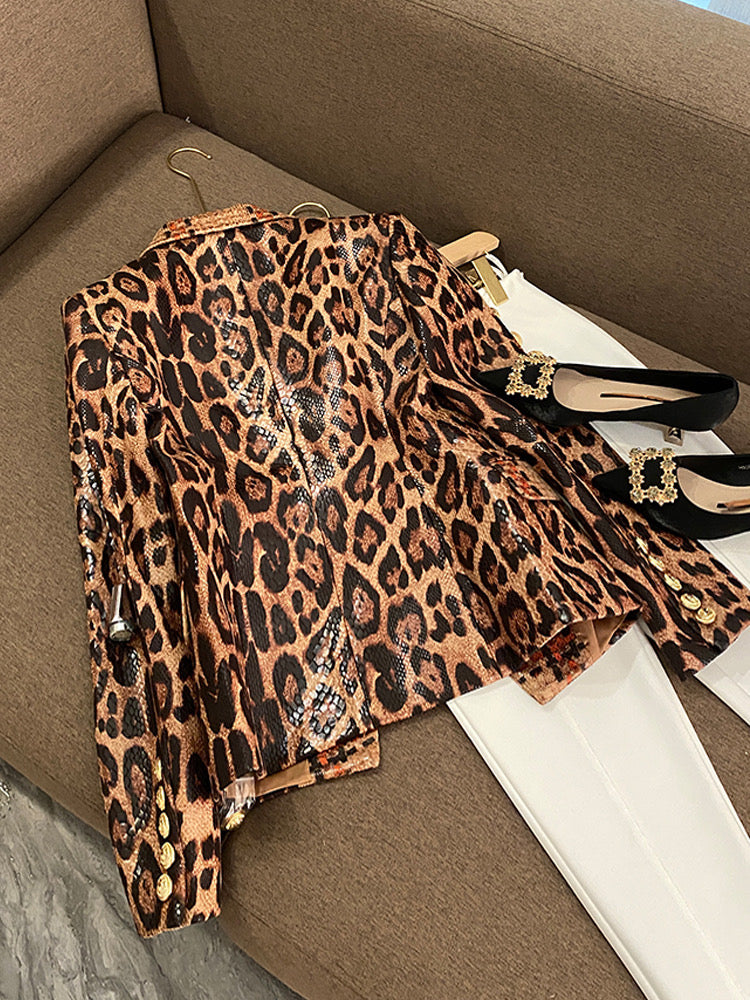 leopard leather blazer (8141436453102)