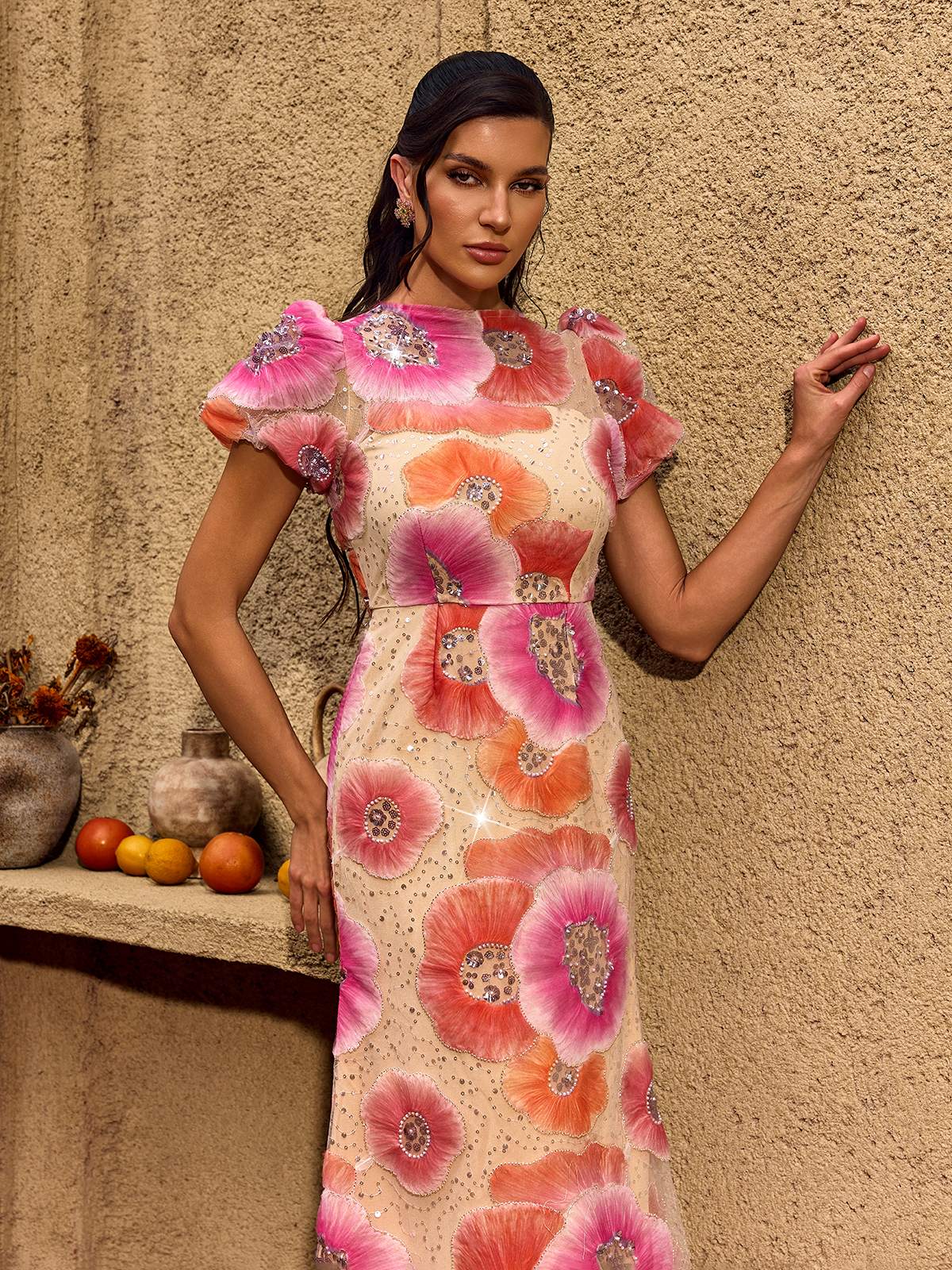 Rosalie Bloom Embroidered Midi Dress