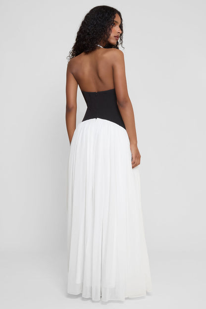 Odette Monochrome Halter Gown