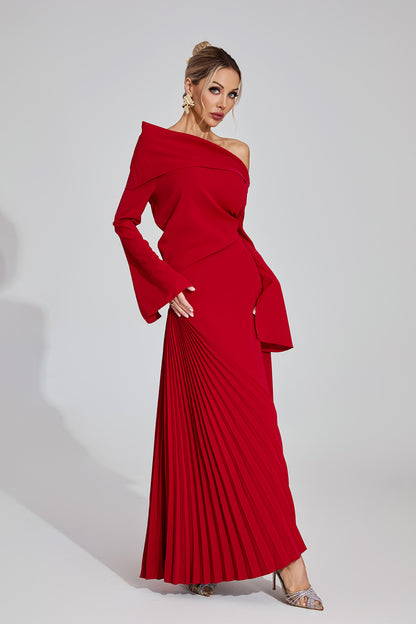 Valentina Draped Pleated Maxi Dress
