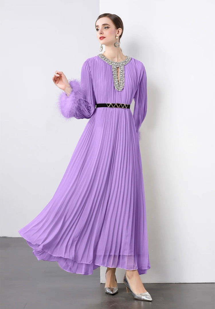 Regal Pleats crystal Gown