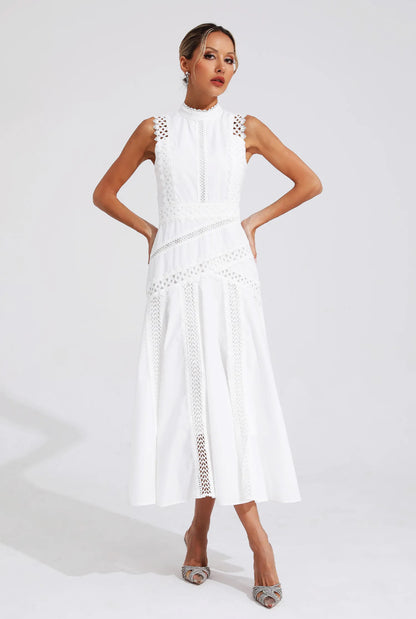 Sleeveless white maxi dress