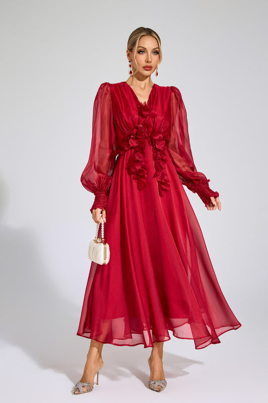 Dahlia Whisper flower Maxi Dress