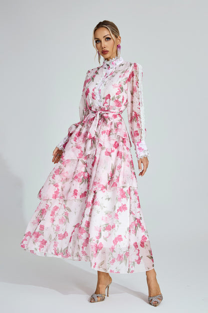 Rosalie Tiered Pink Floral Dress