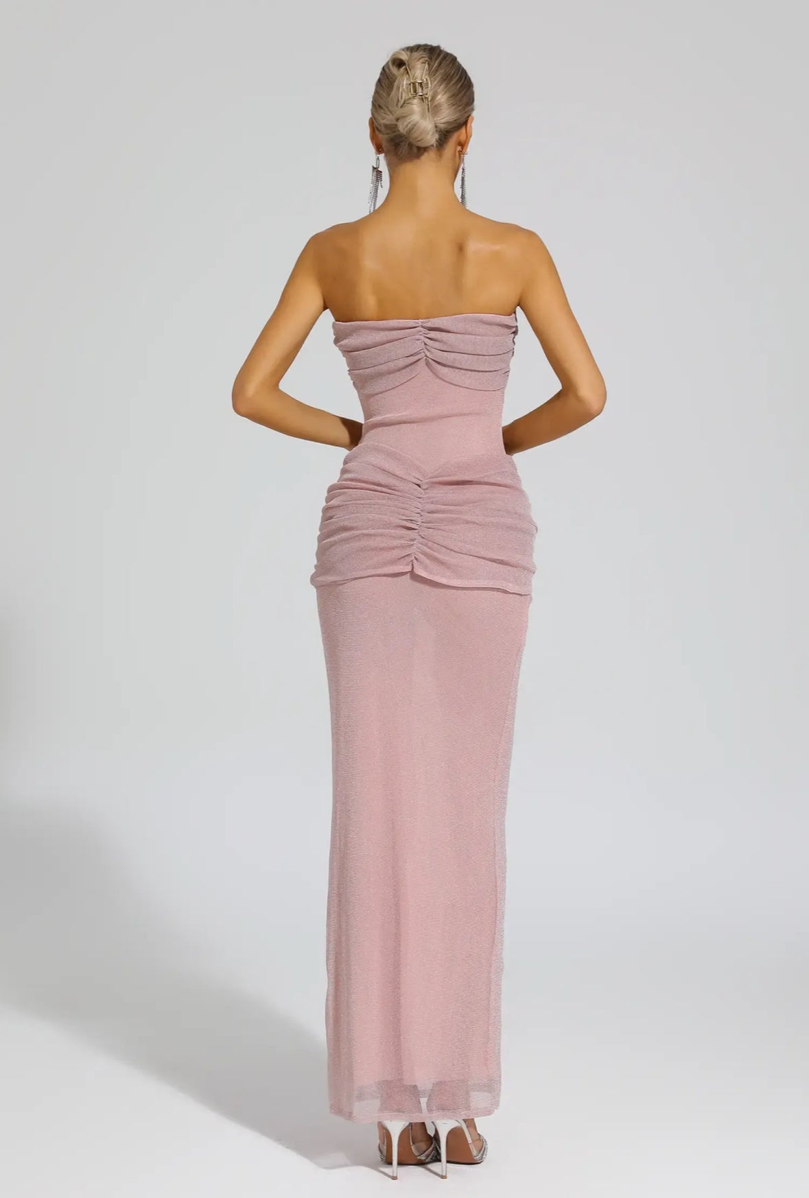 Pink strapless maxi dress