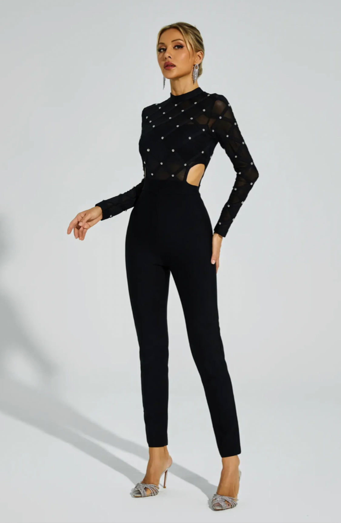 Carr black beaded jumpsuit