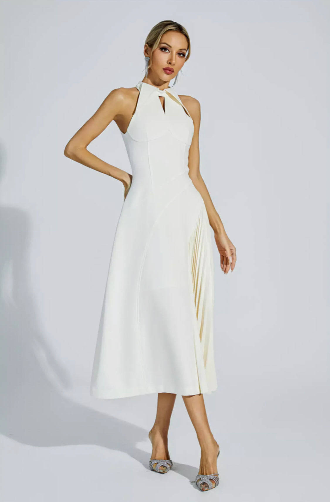 Cynthia cream midi dress