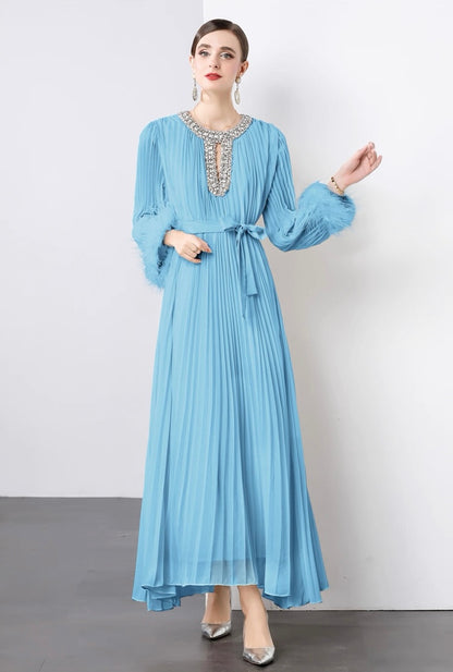 Regal Pleats crystal Gown