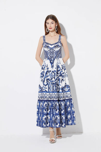 Azure Majolica Corset Dress
