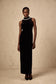 Crystal backless black maxi dress