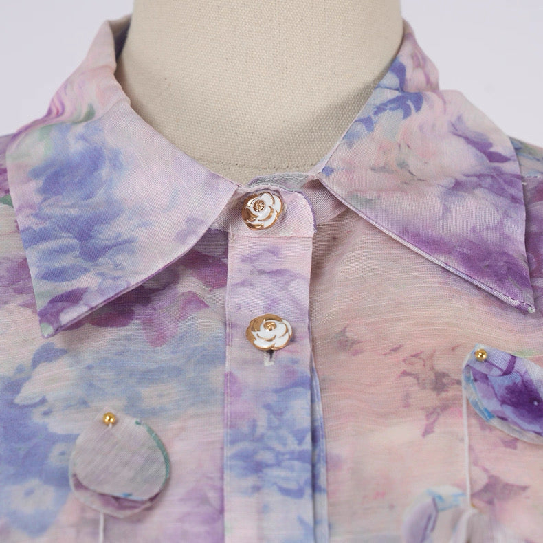 Fleur Pastel Petal Shirt Dress