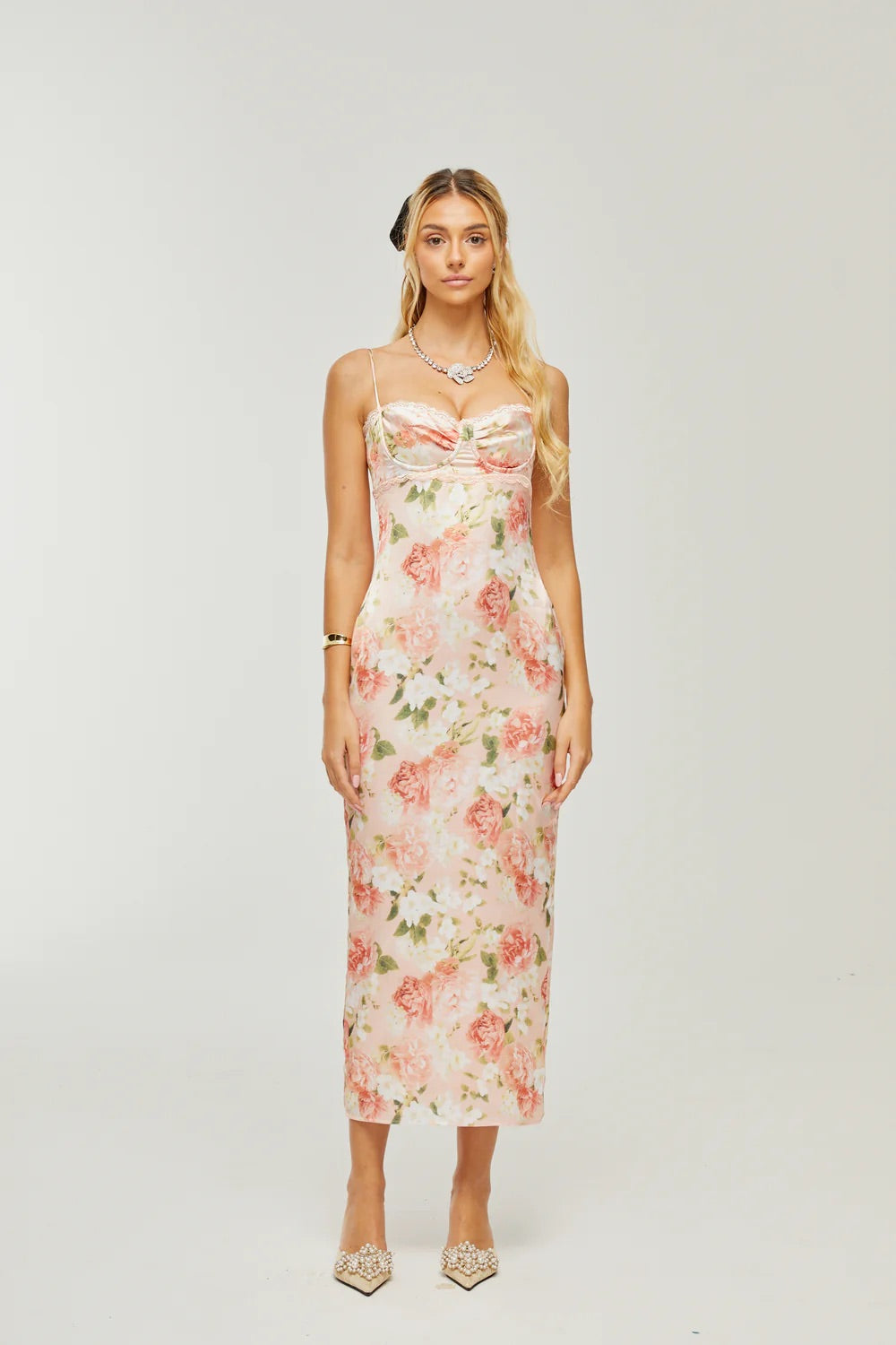 Yvette floral satin dress